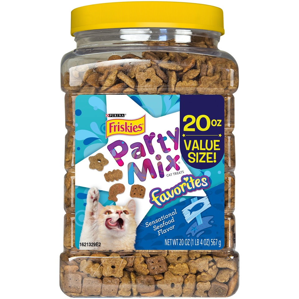 slide 1 of 1, Friskies Party Mix Favorites Cat Treats Sensational Seafood, 20 oz