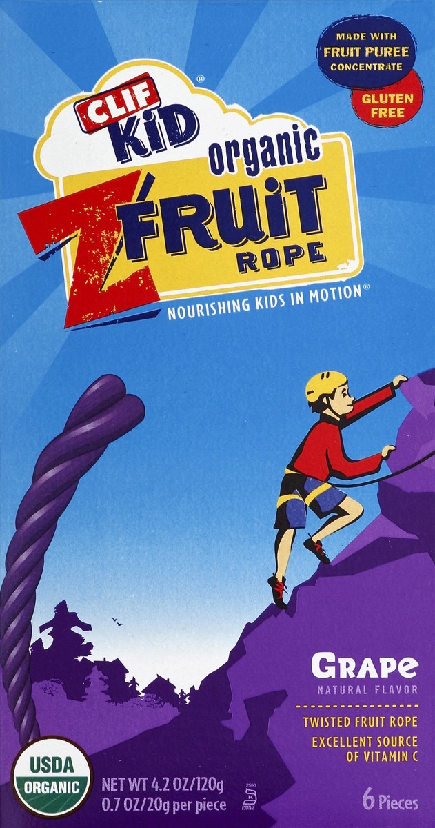 slide 4 of 5, CLIF Kid ZFruit Organic Grape Twisted Fruit Rope, 6 ct; 0.7 oz