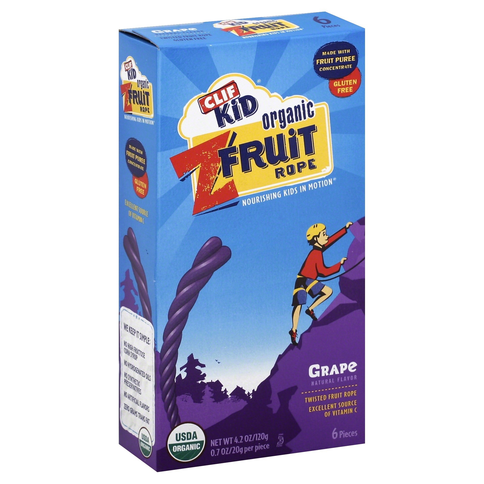 slide 1 of 5, CLIF Kid ZFruit Organic Grape Twisted Fruit Rope, 6 ct; 0.7 oz