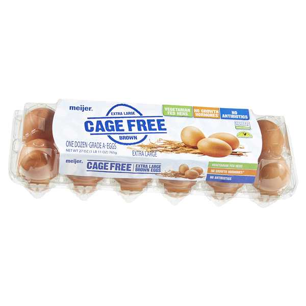 slide 4 of 29, Meijer Cage Free Extra Large Brown Eggs, Dozen, 12 EA     
