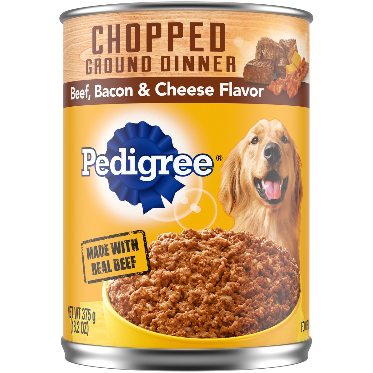 slide 9 of 9, Pedigree Chopped Ground Dinner Beef, Bacon & Cheese Flavor Food for Dogs 13.2 oz, 13 oz