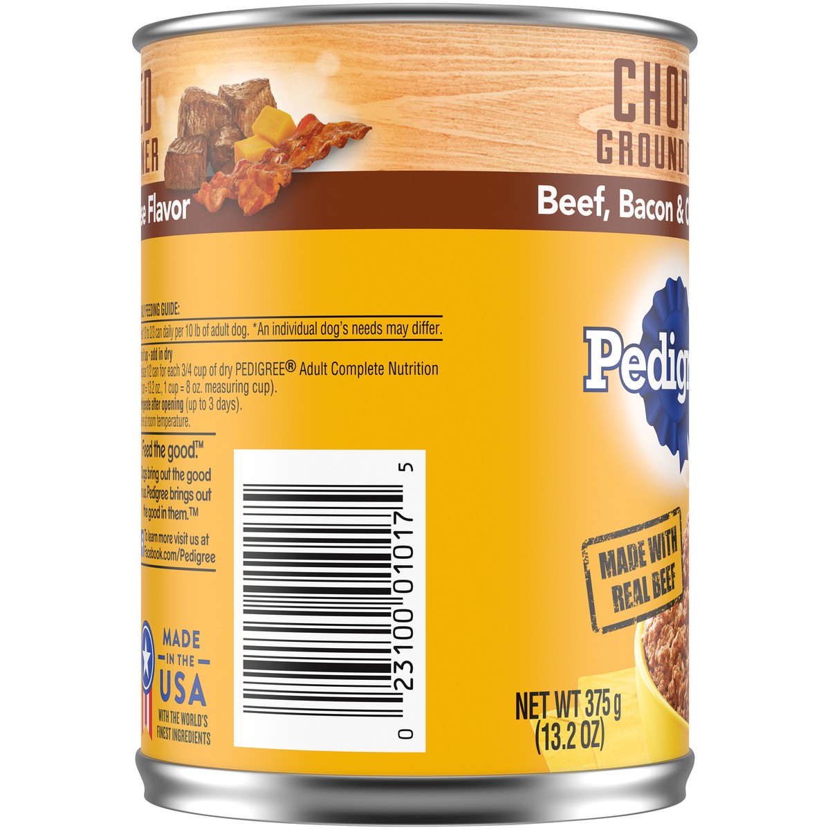 slide 2 of 9, Pedigree Chopped Ground Dinner Beef, Bacon & Cheese Flavor Food for Dogs 13.2 oz, 13 oz