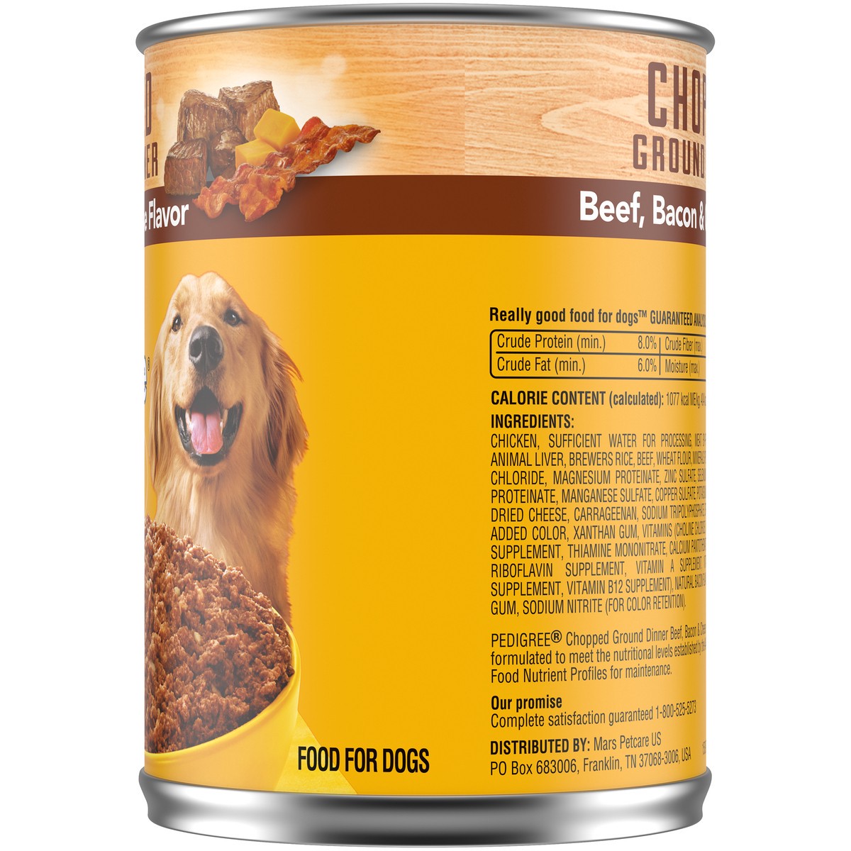 slide 5 of 9, Pedigree Chopped Ground Dinner Beef, Bacon & Cheese Flavor Food for Dogs 13.2 oz, 13 oz