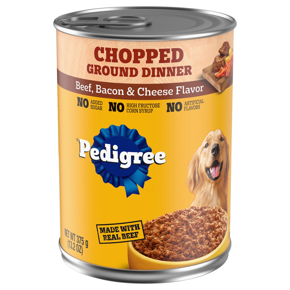 slide 1 of 9, Pedigree Chopped Ground Dinner Beef, Bacon & Cheese Flavor Food for Dogs 13.2 oz, 13 oz