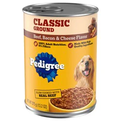 Pedigree Chopped Ground Dinner Beef, Bacon & Cheese Flavor Food for Dogs 13.2 oz