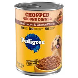 Pedigree Chopped Ground Dinner Beef, Bacon & Cheese Flavor Food for Dogs 13.2 oz