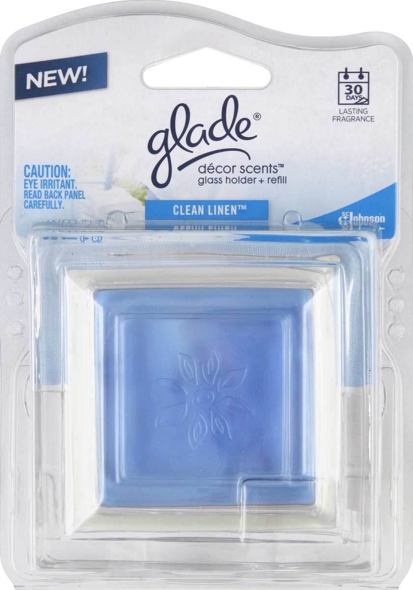 slide 2 of 3, Glade Clean Linen Decor Scents Glass Holder Refill, 0.28 oz