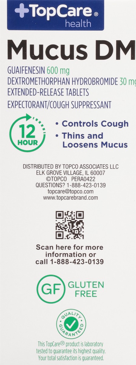 slide 7 of 9, TopCare Health Guaifenesin/Dextromethorphan Hydrobromide 600 mg/30 mg Mucus DM 40 Extended-Release Tablets, 40 ct