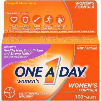 slide 1 of 1, One A Day Women's Multivitamin Multimineral Dietary Supplement Tablets, 100 ct