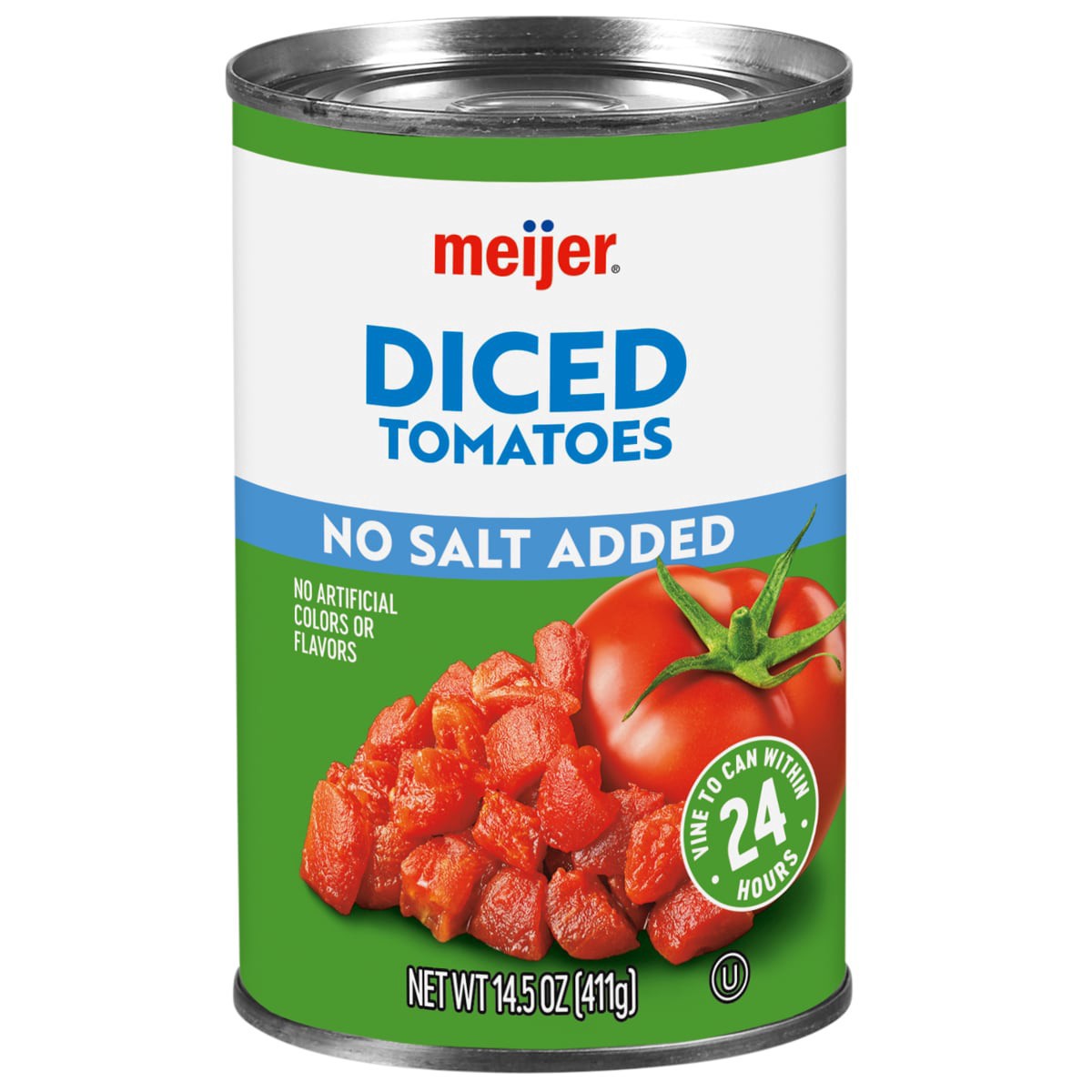 slide 1 of 5, Meijer No Salt Added Diced Tomatoes, 14.5 oz