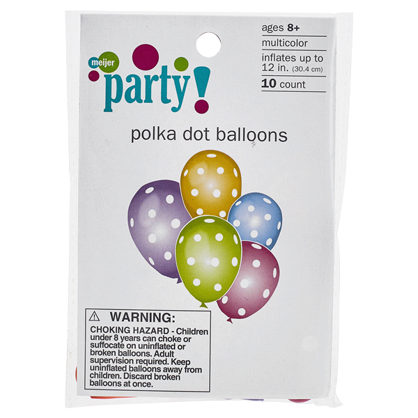 slide 1 of 1, Meijer Balloons, Polka Dots, 10 ct
