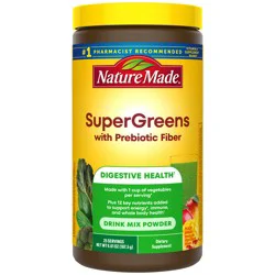 Nature Made Super Greens with Prebiotic Fiber Drink Mix, Peach Mango Flavored, 25 ct