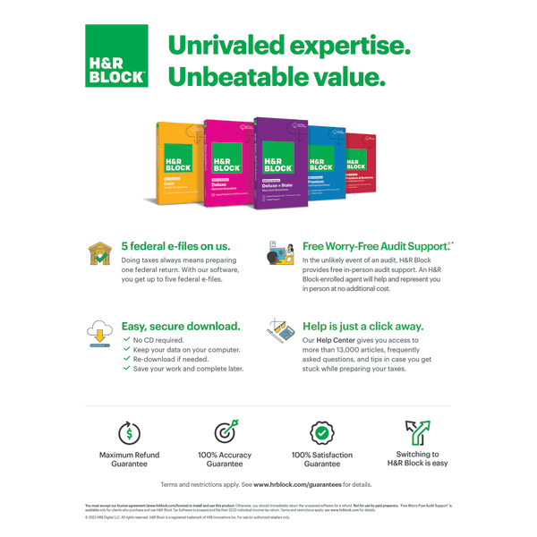 slide 2 of 4, H & R Block Premium & Business 2023 Tax Software, For Pc, Product Key/Download, 1 ct