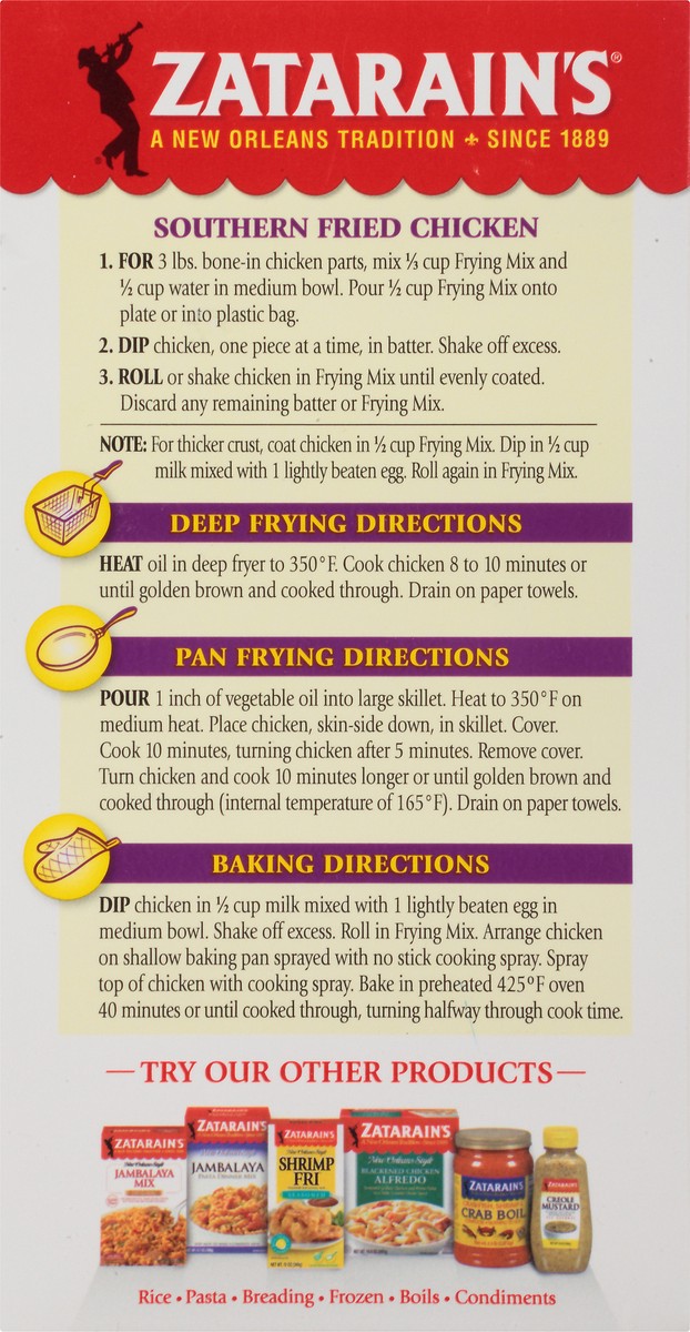 slide 10 of 10, Zatarain's Crispy Southern Chicken Frying Mix, 12 oz