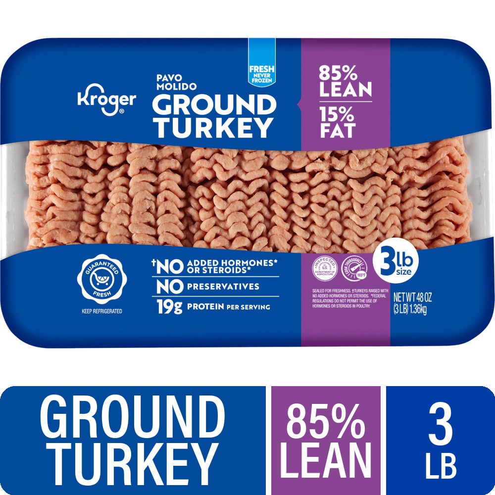 slide 1 of 6, Kroger 85% Lean Fresh Ground Turkey, 48 oz