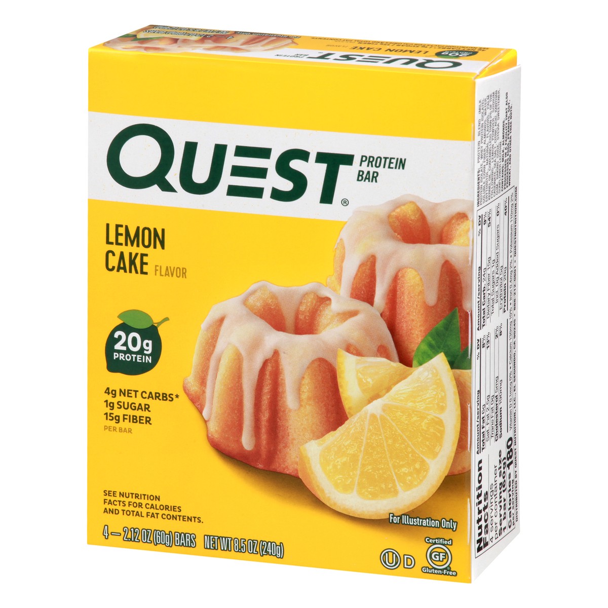 slide 3 of 9, Quest Protein Bar, Lemon Cake Flavor - 4 ct, 4 ct