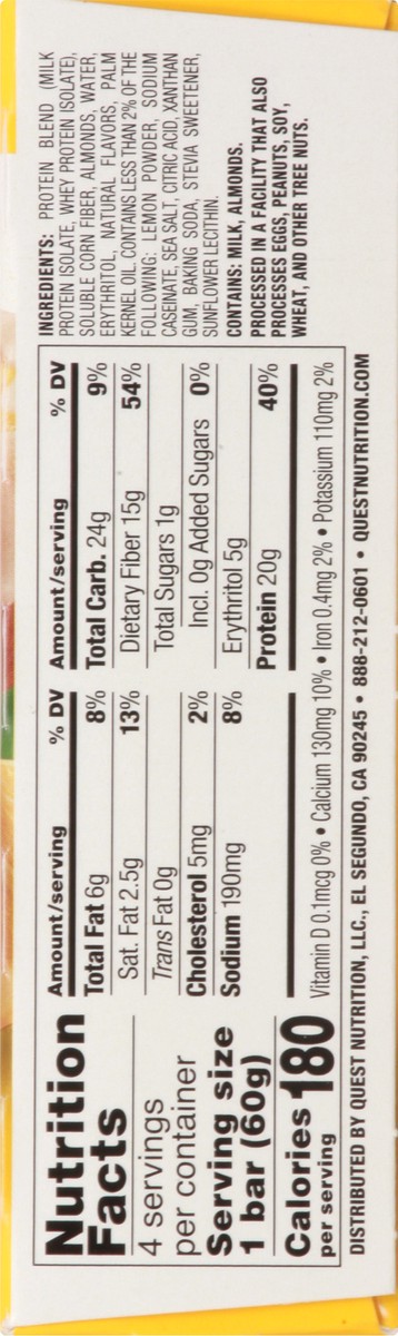 slide 8 of 9, Quest Protein Bar, Lemon Cake Flavor - 4 ct, 4 ct