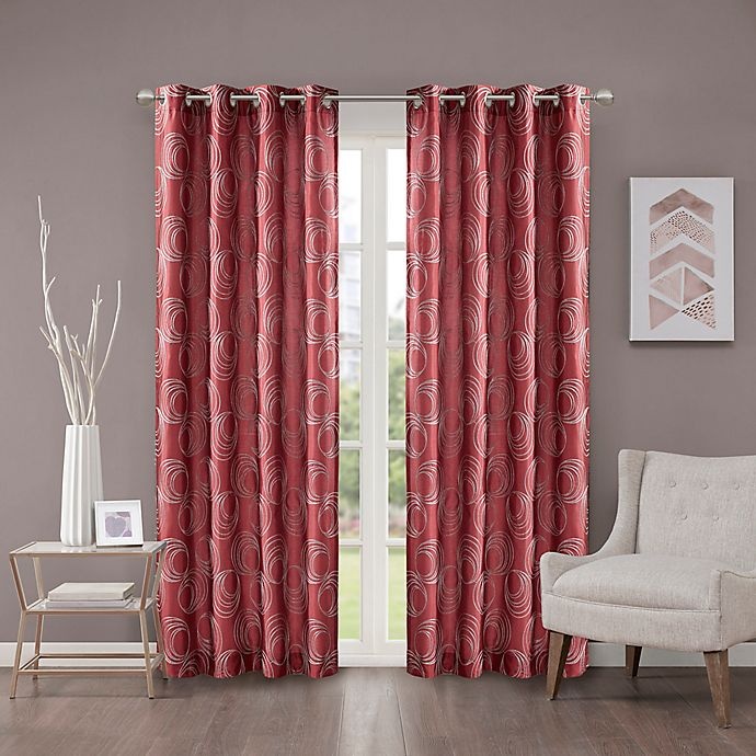 slide 1 of 3, Regency Heights Cosma Grommet Room Darkening Window Curtain Panel - Red, 84 in