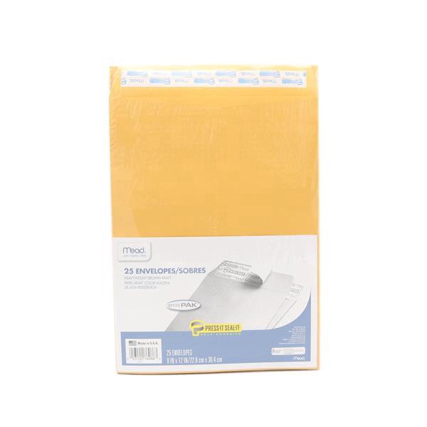 slide 1 of 1, Mead Press & Seal Envelopes, 25 ct; 9 in x 12 in