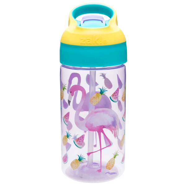 slide 1 of 1, Zak! Designs Riverside Water Bottle - Flamingo and Pineapple, 16 oz