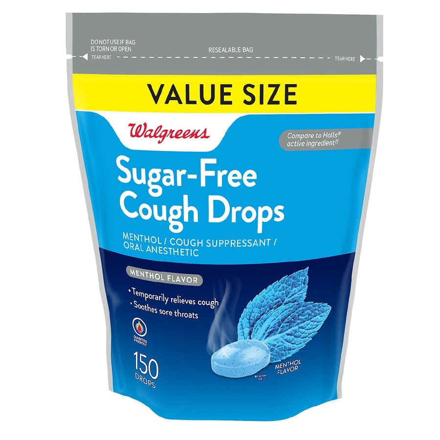 slide 1 of 5, Walgreens Sugar-Free Menthol Flavored Cough Drops, 150 ct