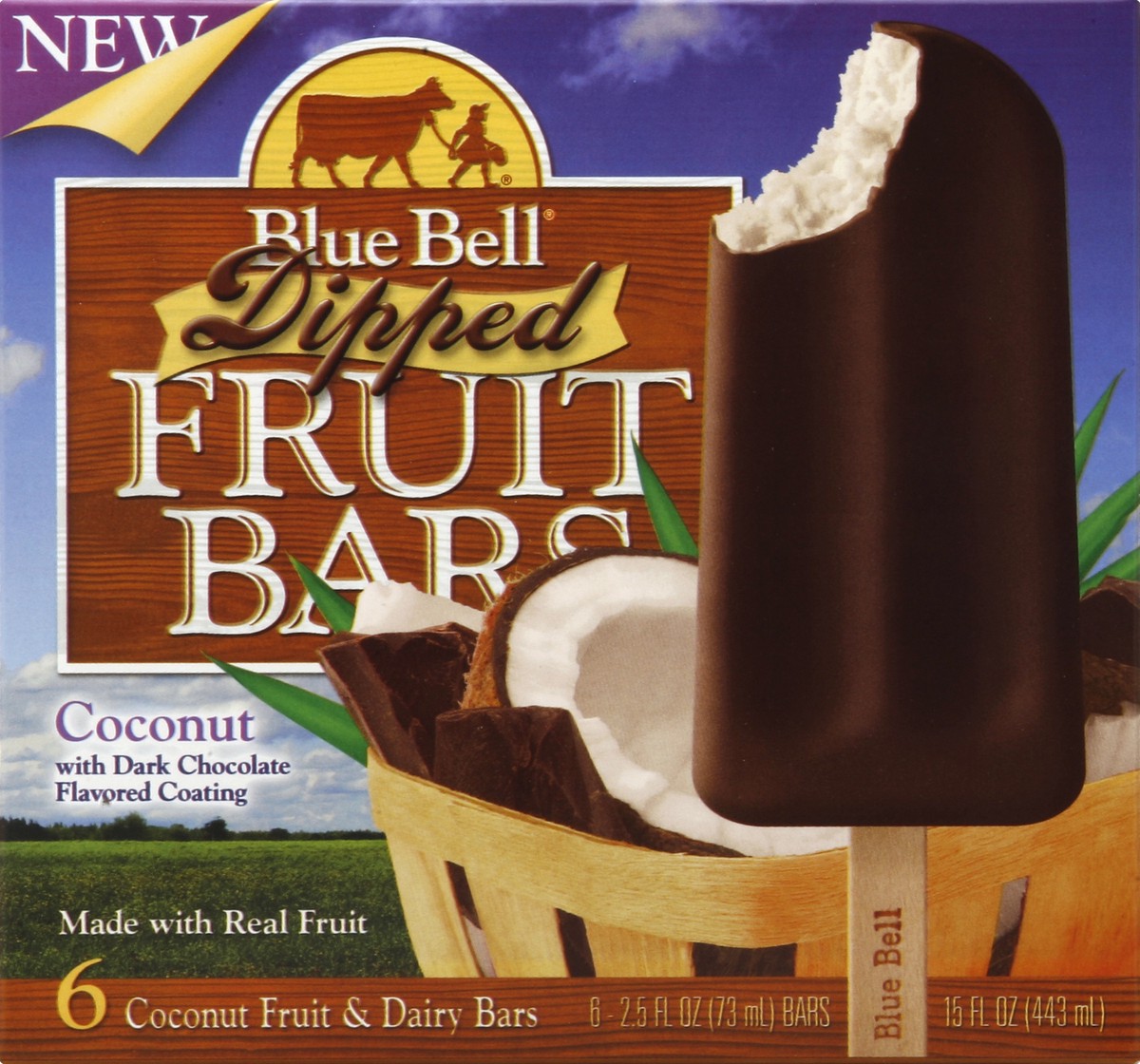 slide 4 of 5, Blue Bell Dipped Coconut Fruit Bar, 1 ct