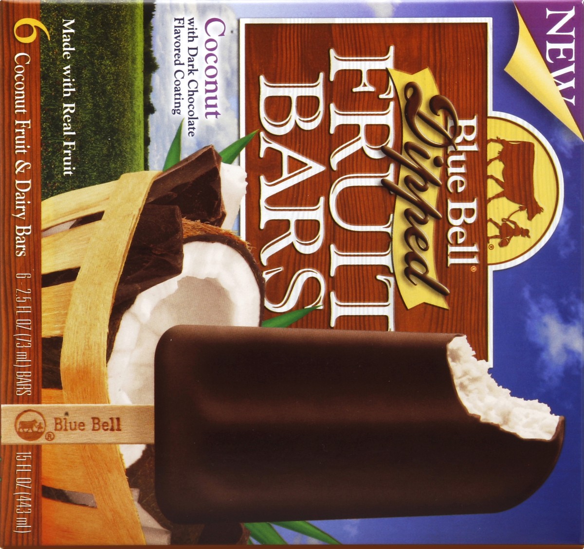 slide 5 of 5, Blue Bell Dipped Coconut Fruit Bar, 1 ct