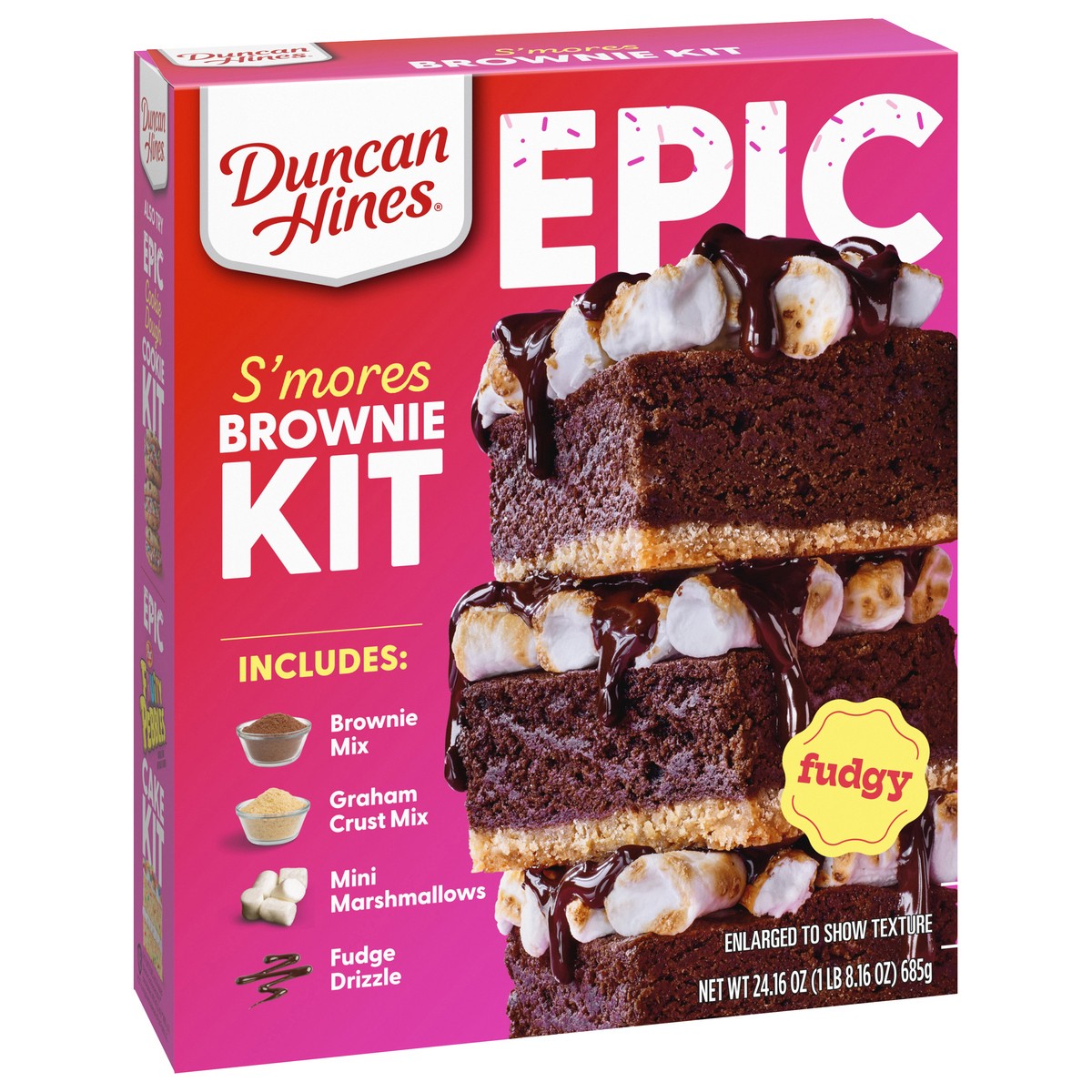 slide 4 of 12, D/Hines Duncan Hines Epic Smores Brownie Mix, 24.16 oz