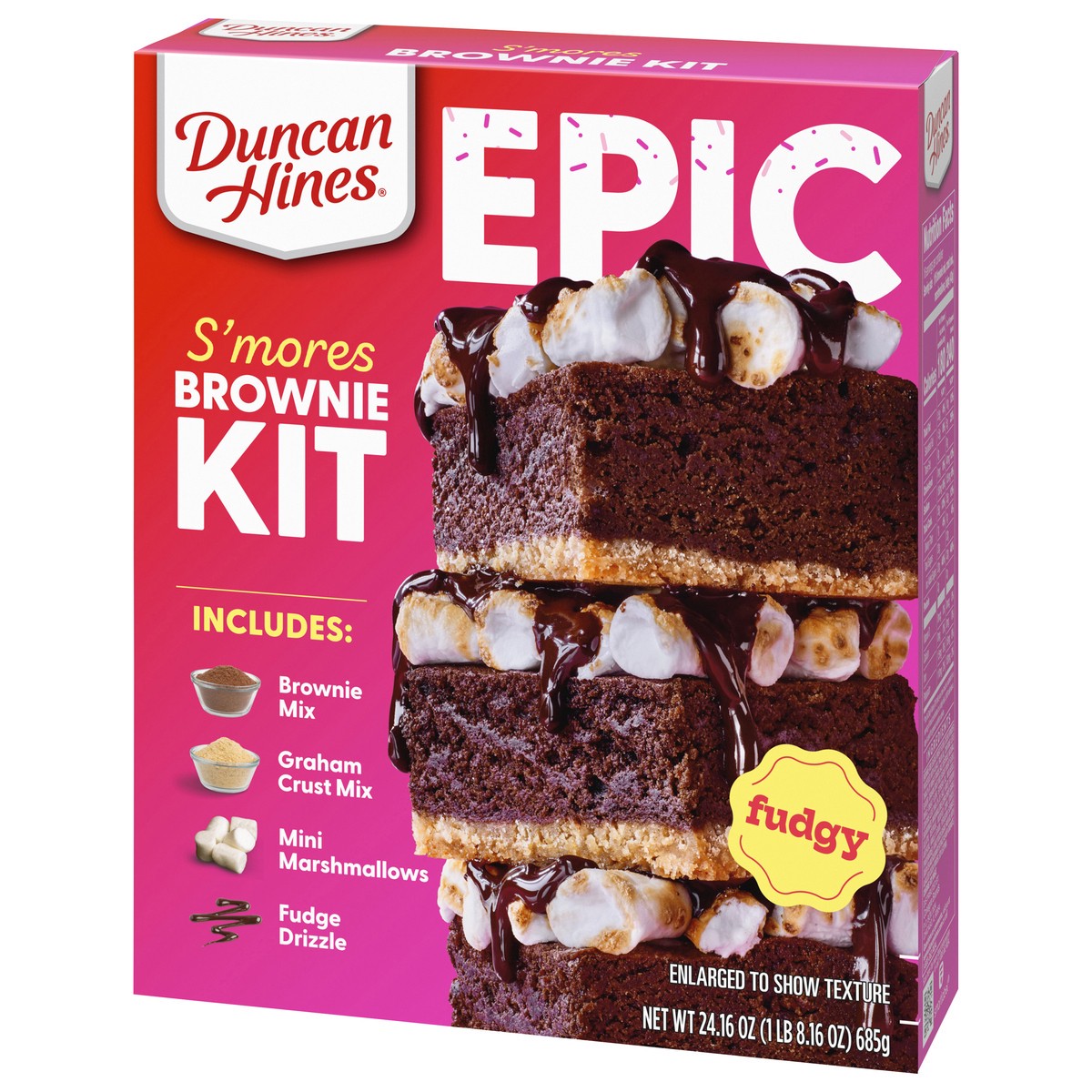 slide 11 of 12, D/Hines Duncan Hines Epic Smores Brownie Mix, 24.16 oz