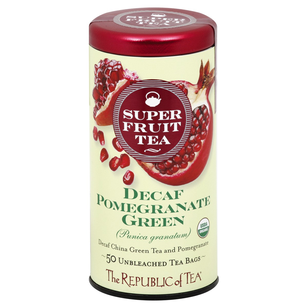 slide 3 of 3, Republic Of Tea Green Tea, Pomegranate Green, Decaf, Bags - 50 oz, 50 oz