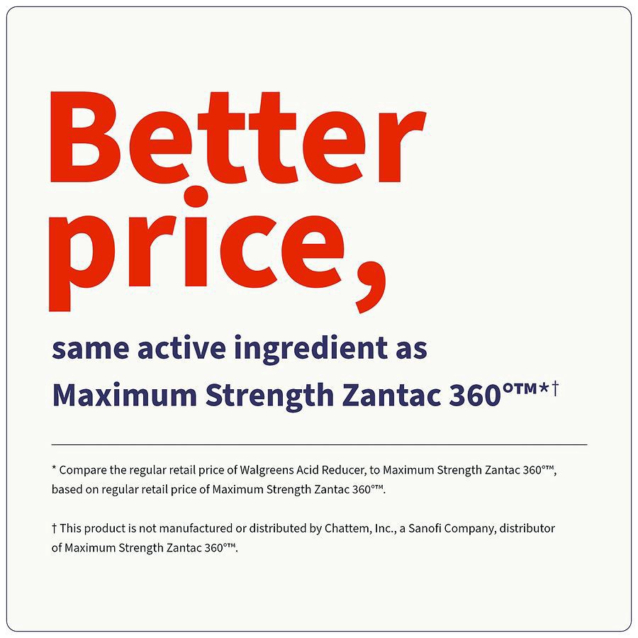 slide 5 of 5, Walgreens Maximum Strength Acid Reducer Tablets, 90 ct