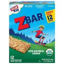CLIF Kid Zbar - Iced Oatmeal Cookie - Soft Baked Whole Grain Snack Bars - USDA Organic - Non-GMO - Plant-Based - 1.27 oz. (12 Pack)