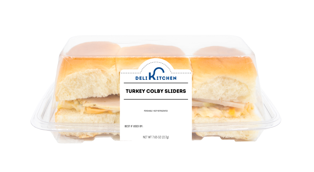 slide 1 of 1, Deli Kitchen Turkey Colby Sliders, 3 ct / 7.65 oz