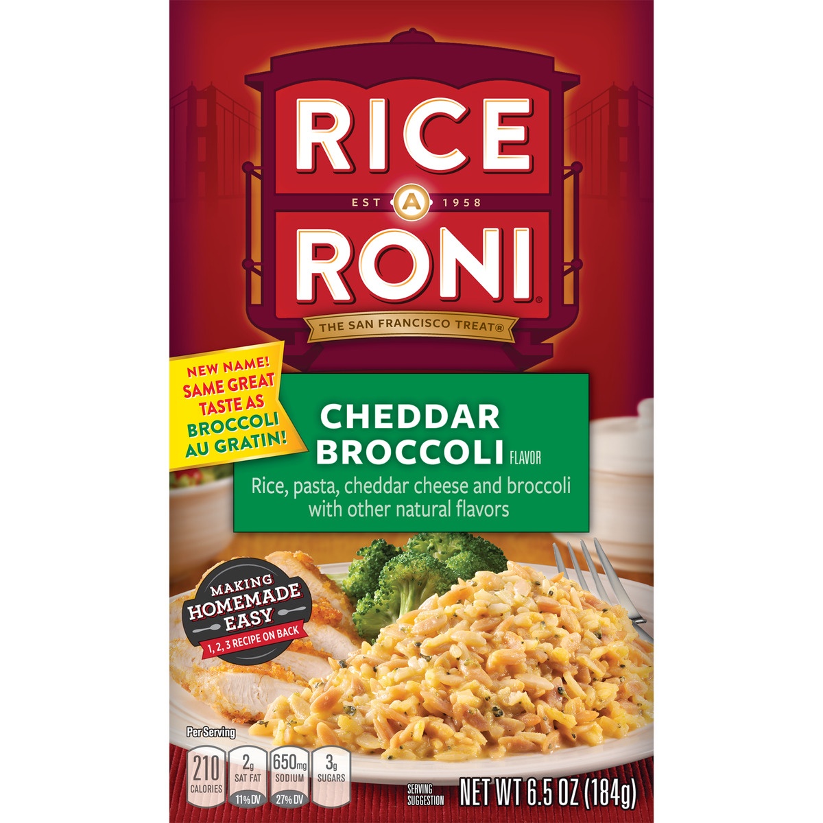 slide 1 of 4, Rice-A-Roni Cheddar Broccoli Rice, 6.5 oz