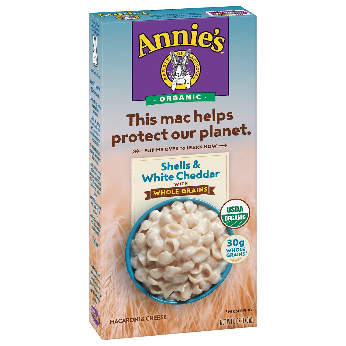 slide 3 of 9, Annie's Organic Macaroni and Cheese Dinner, Shells & White Cheddar with Whole Grains, 6 oz., 6 oz