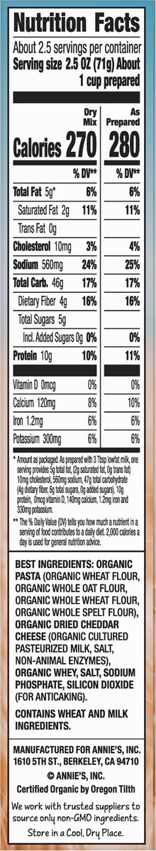 slide 5 of 9, Annie's Organic Macaroni and Cheese Dinner, Shells & White Cheddar with Whole Grains, 6 oz., 6 oz