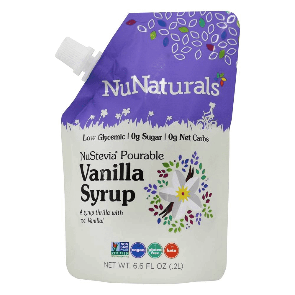 slide 1 of 1, NuNaturals Nustevia Pourable Vanilla Syrup, 6.6 fl oz