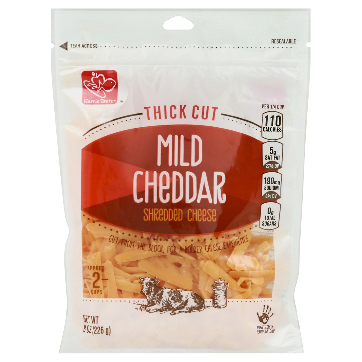 slide 4 of 4, Harris Teeter Thick Shred Mild Cheddar, 1 ct