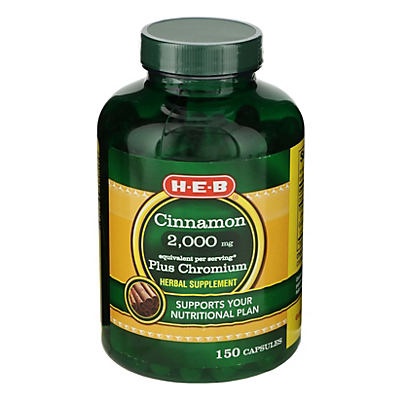 slide 1 of 1, H-E-B Cinnamon Plus Chromium 2000 mg Capsules, 150 ct