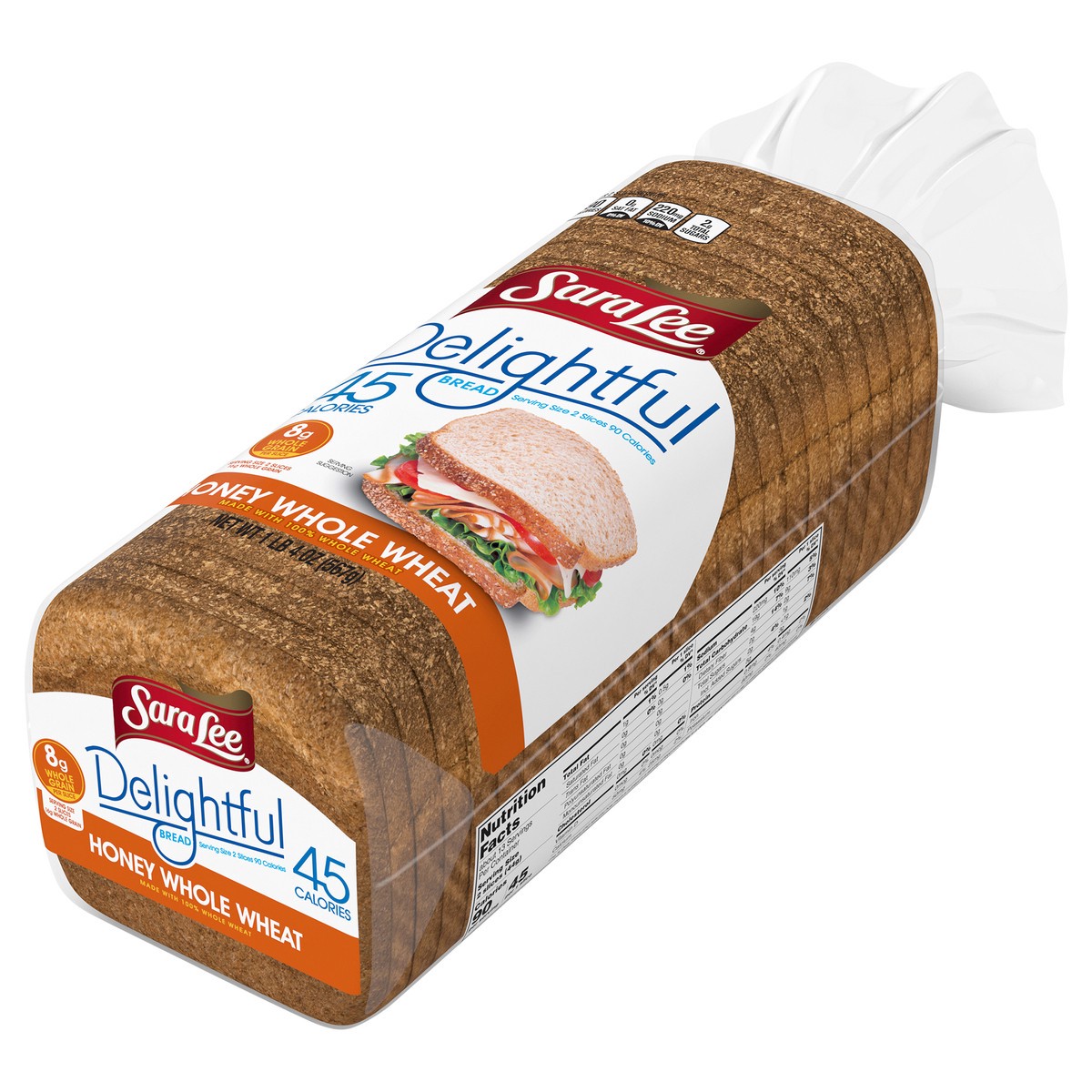 slide 4 of 12, Sara Lee Delightful Honey Whole Wheat Bread, 20 oz, Honey Wheat Bread, Bag, 20 oz