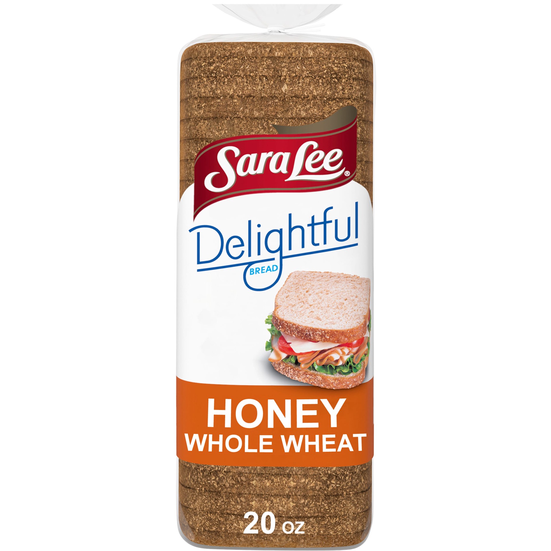 slide 1 of 12, Sara Lee Delightful Honey Whole Wheat Bread, 20 oz, Honey Wheat Bread, Bag, 20 oz