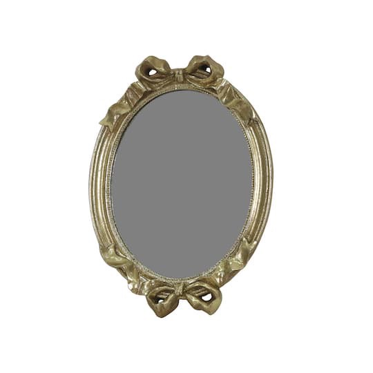 slide 1 of 2, 8.25" Gold Oval Mirror With Bows Wall Decor By Ashland, 8.25 in