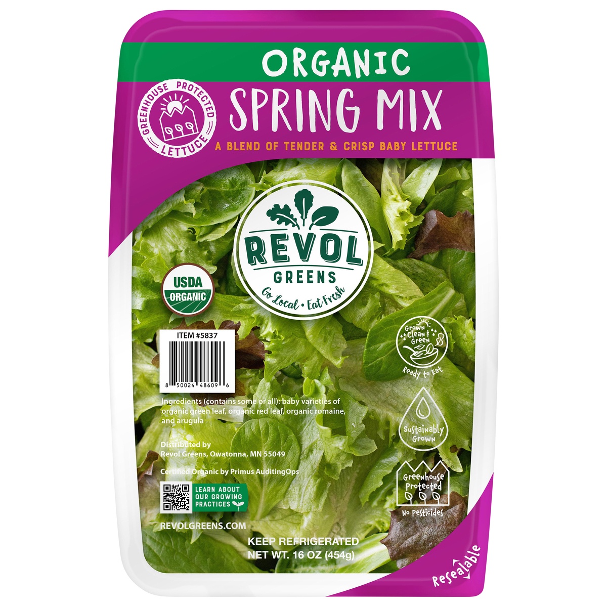 slide 4 of 4, Revol Greens Spring Mix, Organic, 16 oz
