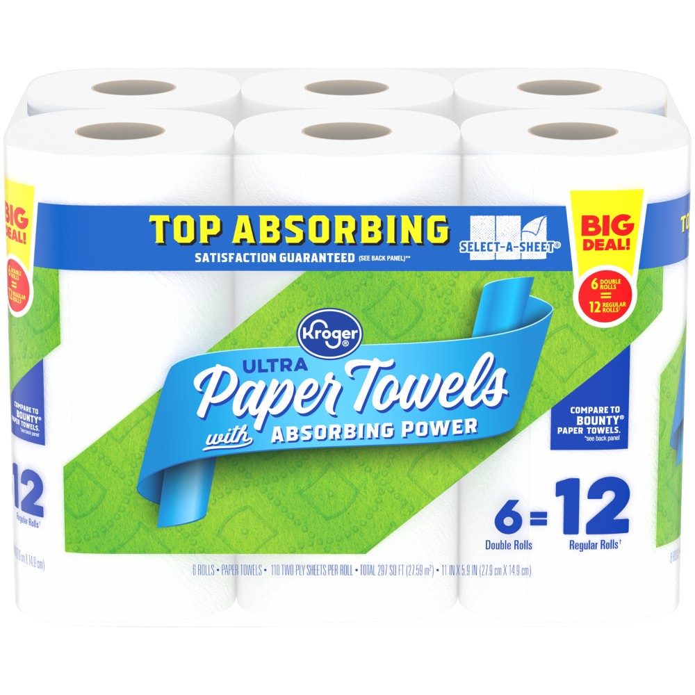 slide 1 of 4, Kroger Select-A-Sheet Double Paper Towels, 6 ct