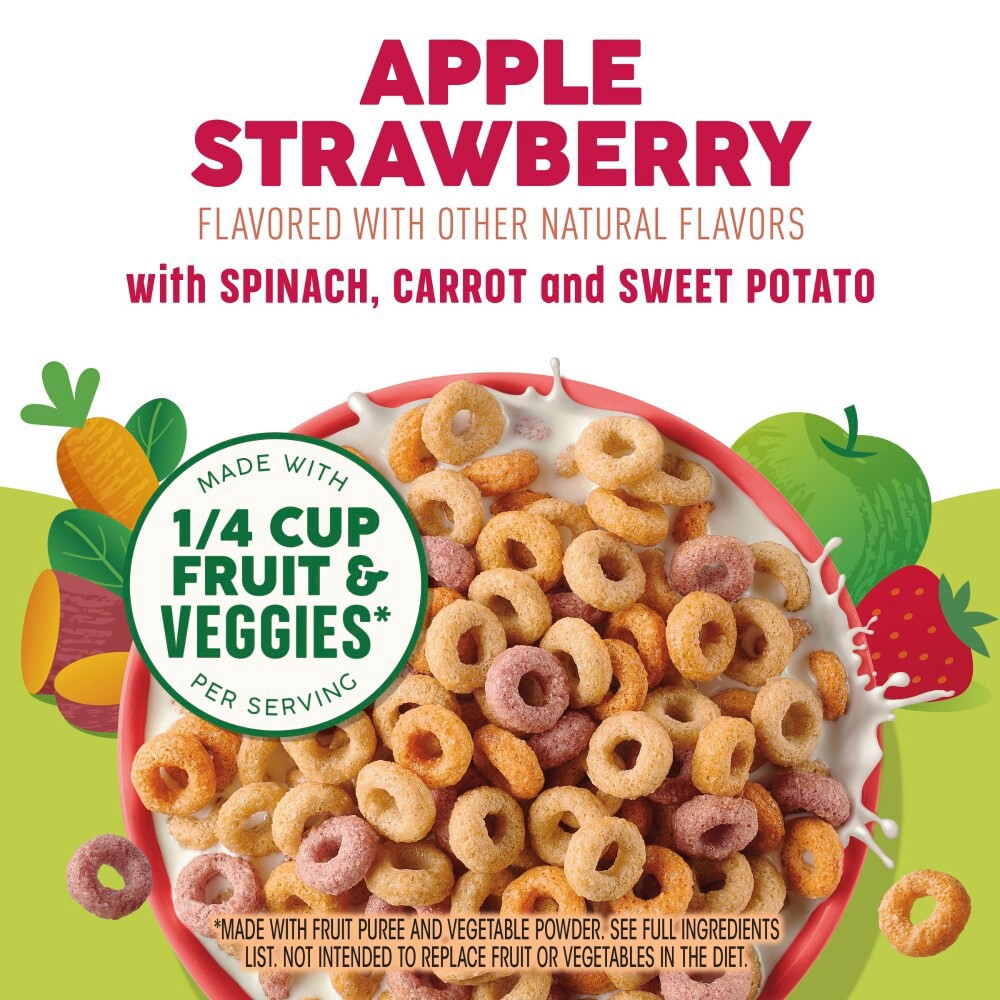 slide 6 of 6, Cheerios Veggie Blends Breakfast Cereal, Apple Strawberry Flavored, Made with Fruits and Veggies, 10.6 oz, 10.6 oz