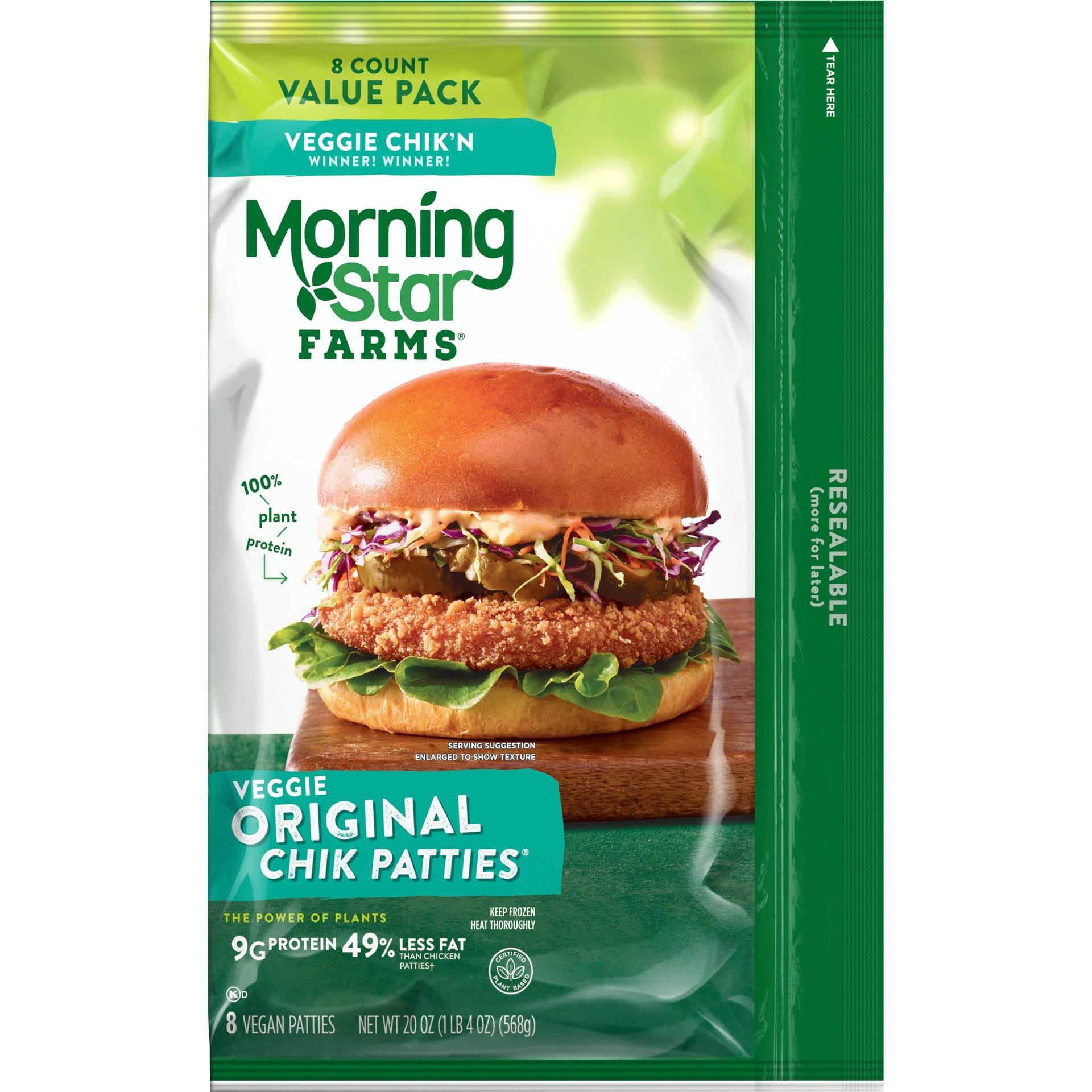 slide 1 of 4, MorningStar Farms Meatless Chicken Patties, Plant Based Protein Vegan Meat, Original, 20 oz