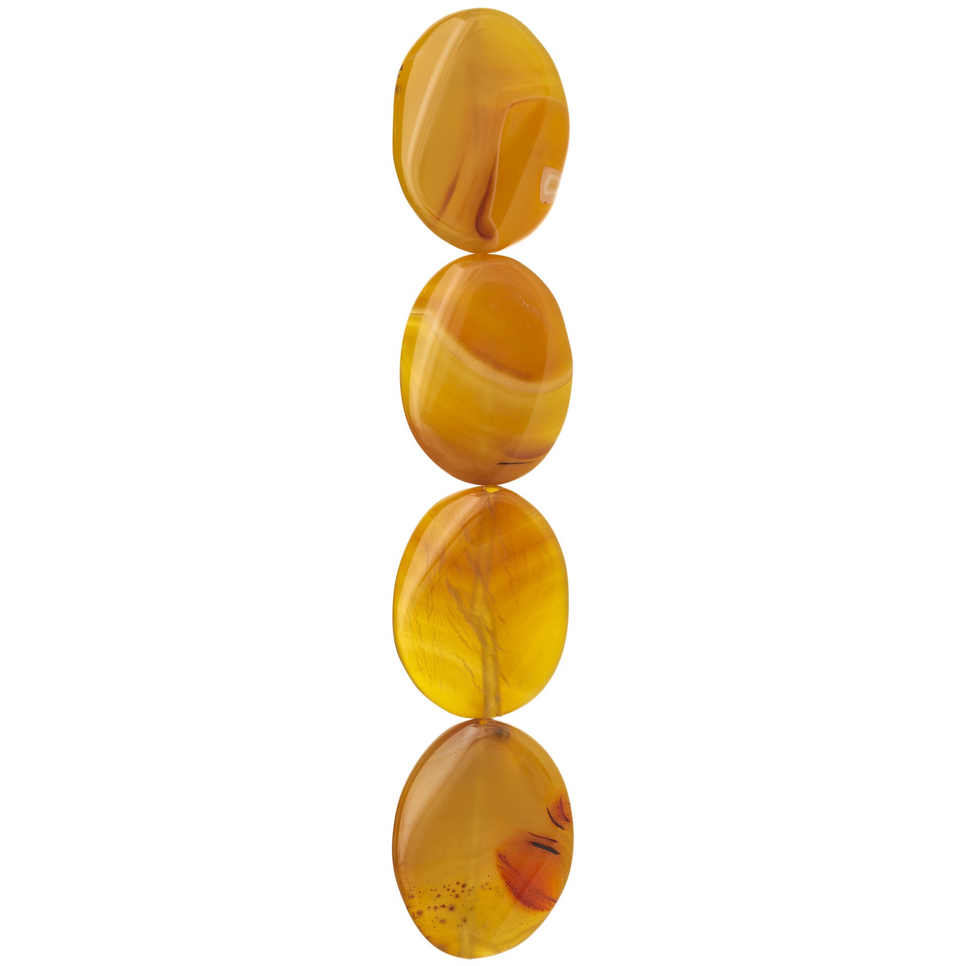 slide 3 of 3, Amber Dyed Fire Agate Oval Beads, 40mm By Bead Landing, 40mm