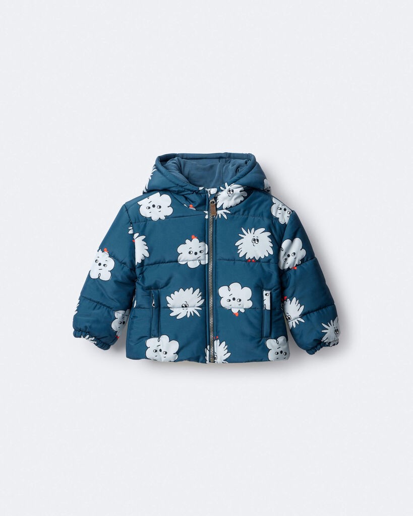 slide 3 of 7, Otteravenue Toddler Squish Hooded Puffer Jacket - Deep Teal Deep Teal 12M, 1 ct