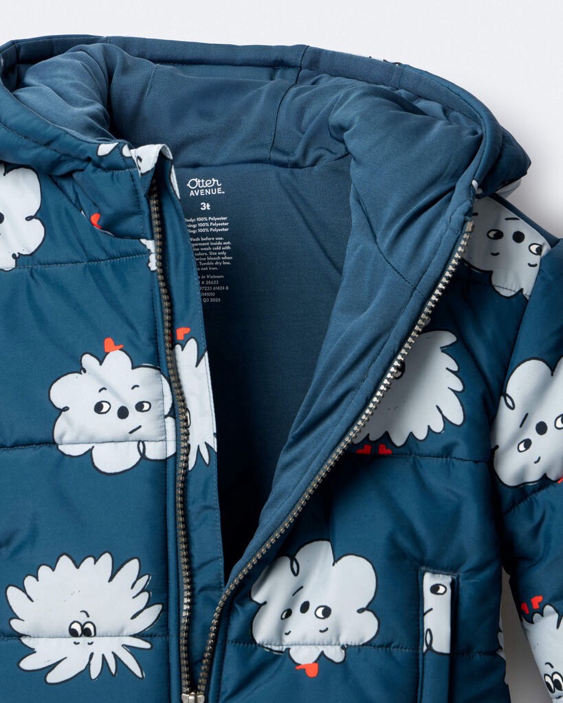 slide 5 of 7, Otteravenue Toddler Squish Hooded Puffer Jacket - Deep Teal Deep Teal 12M, 1 ct