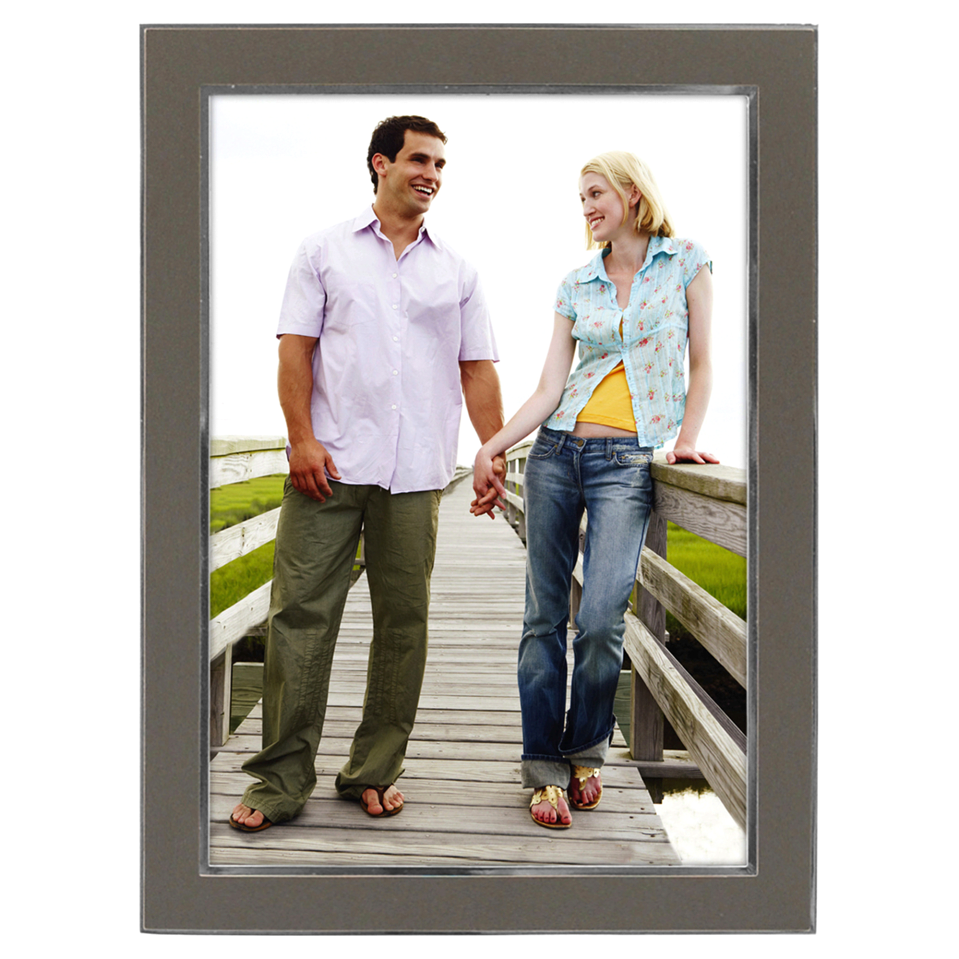 slide 1 of 1, Malden Matted Silver Picture Frame, 5 in x 7 in